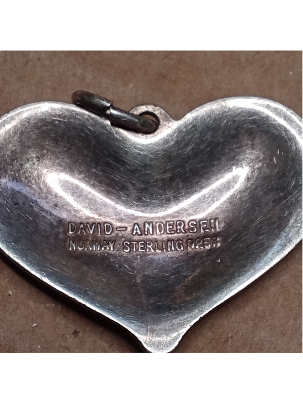Collectible David-Andersen Red Enamel Heart Necklace in Sterling Silver - Picture 5 of 12